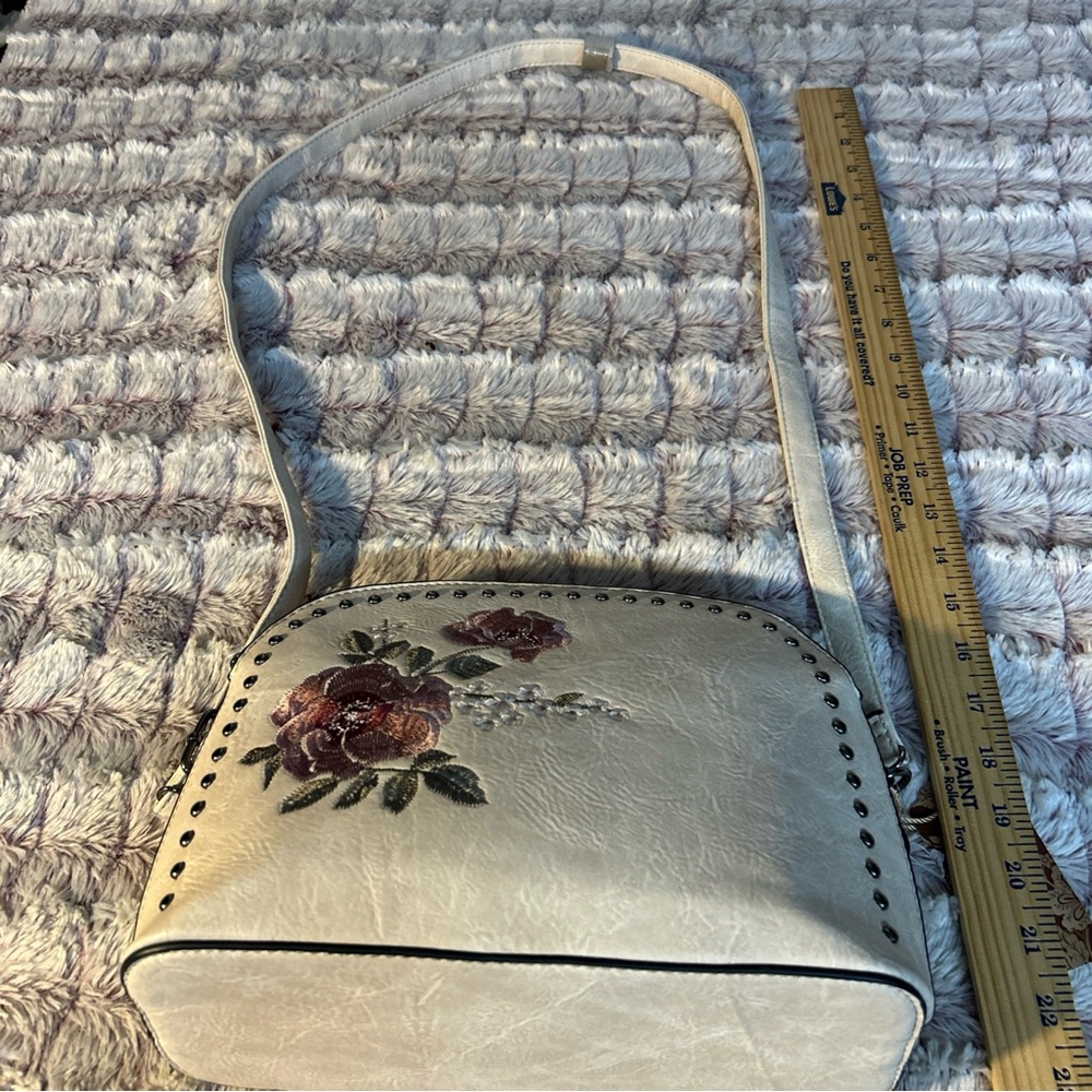 Elegant Floral Embroidered Cream Crossbody Bag by Sam & Harley